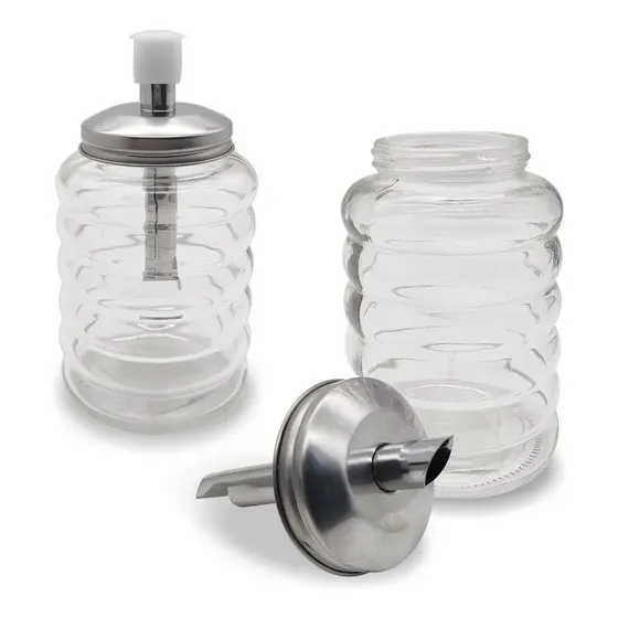 AÇUCAREIRO EM VIDRO COM BICO DOSADOR INOX 300ML