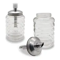 AÇUCAREIRO EM VIDRO COM BICO DOSADOR INOX 300ML