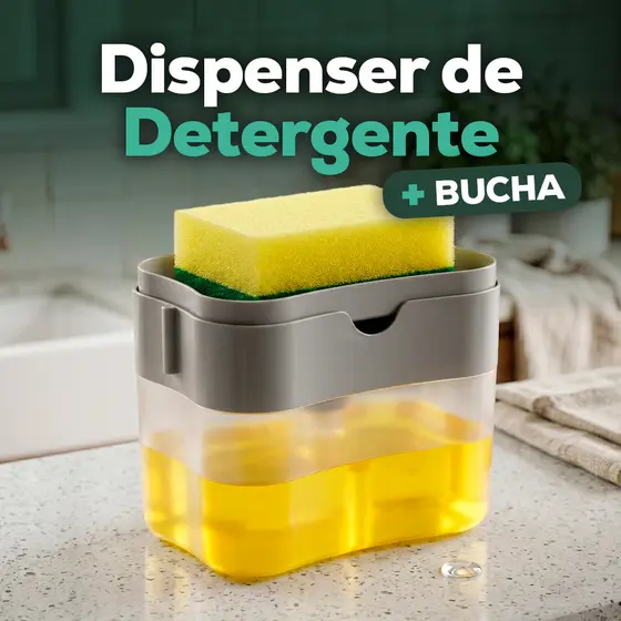 DISPENSER PORTA SABÃO DETERGENTE LÍQUIDO COM BUCHA ESPONJA