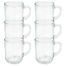 CONJUNTO 6 CANECAS XÍCARAS LISAS TRANSPARENTE 250ML