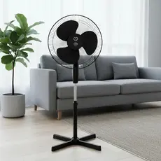 VENTILADOR DE COLUNA POTENTE 3 PAS 1,22M 50W 220V PRETO VERÃO EM CASA