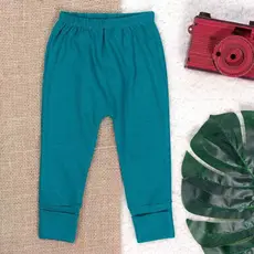Calça Em Suedine Para Bebê Com Pé Reversível Verde Escuro