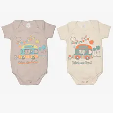 Body Manga Curta Bebê Menino Estampado Bicho Molhado