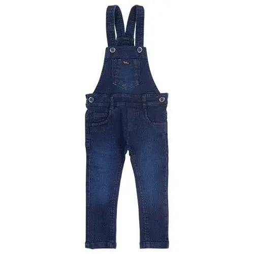 Jardineira Longa Jeans Com Bolsos E Botões