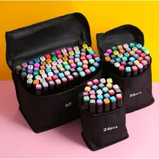 Caneta Marcadora Com Ponta Dupla/Pintura De Arte/Aquarela/Material Escolar/Escritório 24 pcs