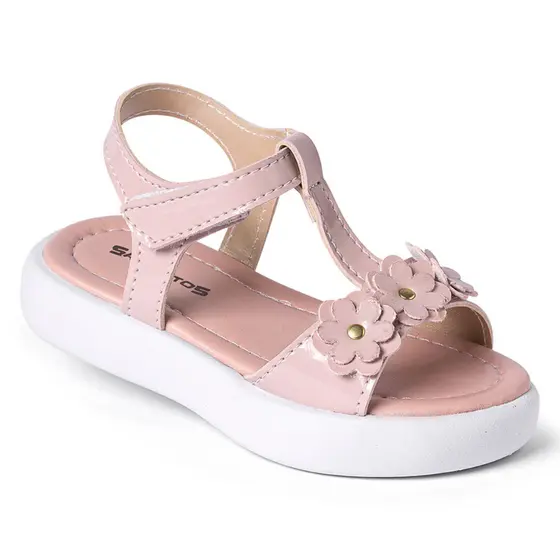 Sandália Infantil Menina Nude Florzinha Verniz Tamanho 20 ao 27 Sapekitos 30.02