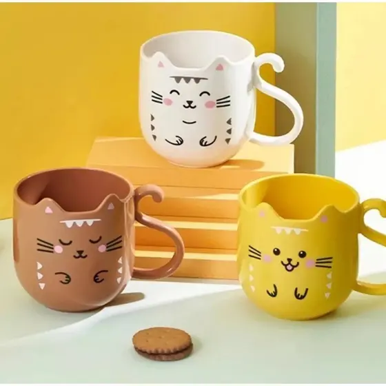 CANECA GATINHO FOFO COPO DIVERTIDO INFANTIL PLÁSTICO