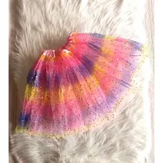 Saia de tule infanto juvenil colorida Menina Unicornio arco iris fantasia carnaval festa haloween danças