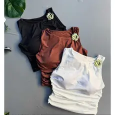 Cropped Croped Top Blusa Blusinha Feminina Top Bojo Suplex Ano Novo Natal Festa Verão Fivela Dourada Moda Gringa Bloguei