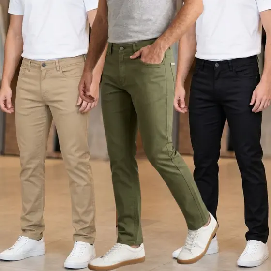 Calça Masculina Sarja Tradicional Brim Sarja Alfaiataria Social Casual Esporte Fino/jeans com elastano