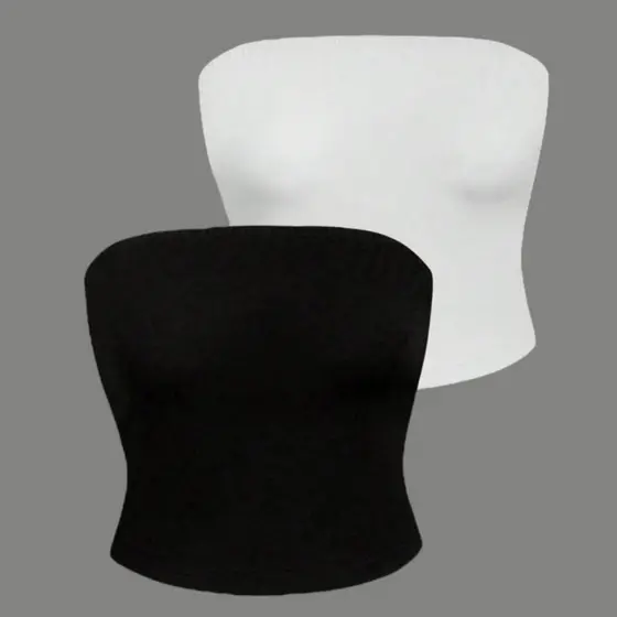 Kit com 2 Cropped Tubinho Suplex Modelagem Acinturada Top Feminino Comprido