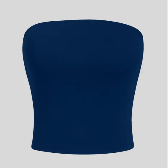 Top Tube Cropped Básico Feminino Tomara que Caia Comprido Tubinho Duplo Sem Bojo