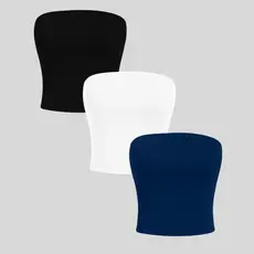 Kit com 3 Top Tube Top Feminino Tomara que Caia Suplex Modelador Slim Fit