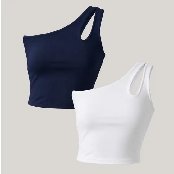 Kit 2 Cropped de Um Ombro Só Suplex Premium Forrado Versátil