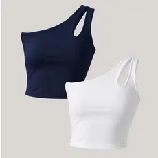 Kit 2 Cropped de Um Ombro Só Suplex Premium Forrado Versátil