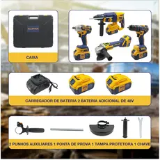 Kit 4 Em 1 furadeira Esmerilhadeira Martelo E Chave De Impacto