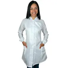 Jaleco Feminino Branco Acinturado com Punho e botão branco - Oxford