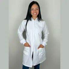 Jaleco Branco Feminino Acinturado com Zíper e Punho – Oxford Premium