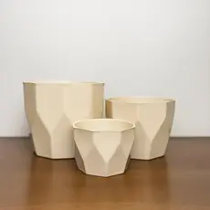 Kit com 3 Vasos para Plantas Decorativo Cachepô Facetado Liso Centro Mesa Suculentas Cactos N2 N3 N4