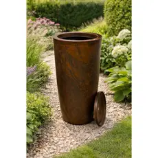 Vaso de Planta Coluna Redonda Grande Moderno com Prato para Decoração de Casa e Jardim