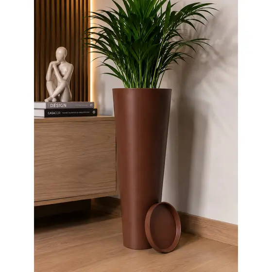 Vaso para Plantas Coluna Ibiza com Prato Coletor Decorativo