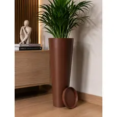 Vaso para Plantas Coluna Ibiza com Prato Coletor Decorativo