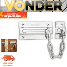 Fecho De Segurança Tranca Vonder Com Corrente Para Porta Pega Ladrão Fechadura Ferrolho Resistente