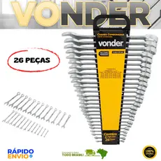 Jogo De Chaves 26 Peças Combinadas Vonder Aço Cromo Vanádio 6 a 32mm Resistente Contra Oxidação Top