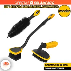 Kit Limpeza Automotiva Com 3 Peças Para Pneus Rodas e Caixa Vonder Resistente Oferta Carro Moto Top