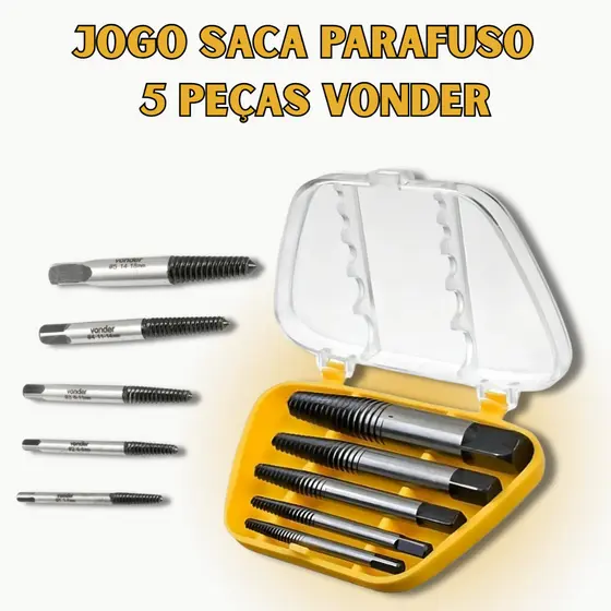 Jogo Saca Parafuso 5 Peças CR-Mo Profissional Vonder Oferta Premium Resistente Oferta