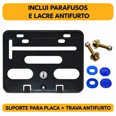Suporte Protetor De Placa Moto Modelo Novo Plástico C/parafusos + Lacre