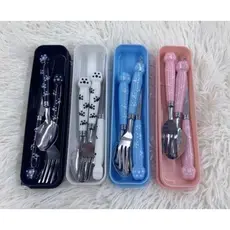 Kit 3 Garfo Colher e faca Aço Inoxidável 4 cores