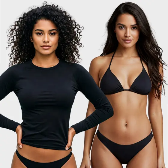 Conjunto Camisa Térmica Feminina Biquíni Asa Delta Cortininha
