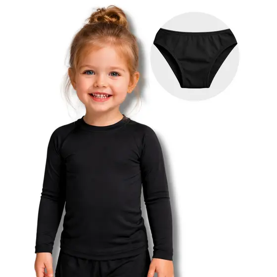Kit Infantil Camisa Térmica Uv50 Calcinha Forrada Moda Praia