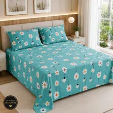 JOGO DE CAMA  CASAL Padrão 3pçs Box 120 Fios Toque Aveludado 100% poliester LENCOL DE CASAL