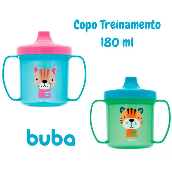 Copo de Treinamento com Alça Gatinho ou Tigrinho 180ml - Buba