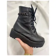 Bota com Corrente Feminina Coturno Feminino Militar Tratorado Blogueira Botas Tratoradas