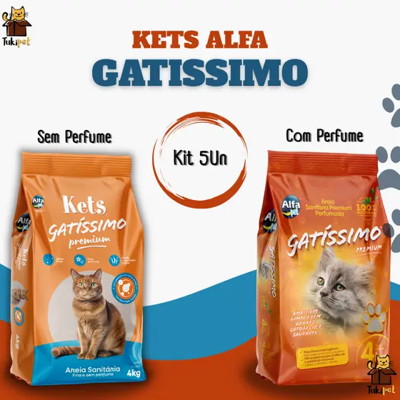 Kit 5un. Areia Sanitária Higiênica Para Gatos Anti Odor Gatíssimo 20kg Total