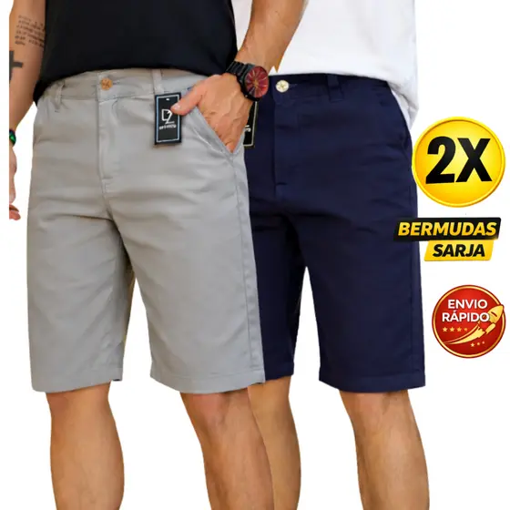Kit 2 Bermuda Sarja Masculino Brim Alta Qualidade Modelo  Esporte Fino