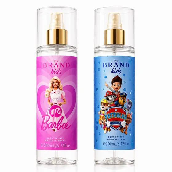 Kit Body Splash Infantil Barbie + Patrulha Canina Perfumes Suaves para Crianças