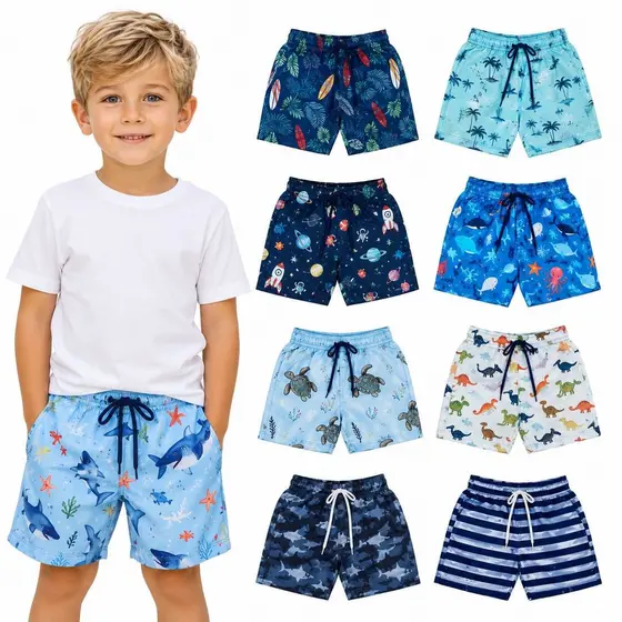 Kit Short Infantil com peças Shorts Tactel Menino Roupas Infantis Para Praia e Piscina