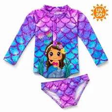 Biquíni Infantil Proteção UV50+ Menina Camisa Térmica Moda Praia Conjunto Calcinha