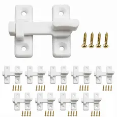 Kit 10 Fecho Plástico Para Porta Sanfonada Com Parafusos Branco