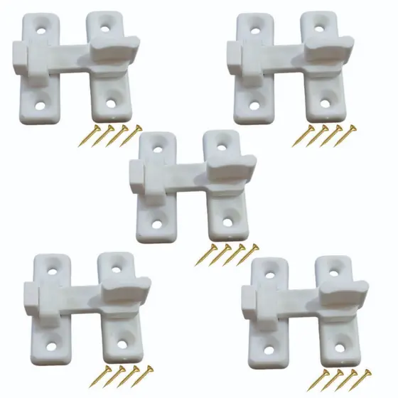 5x Trinco Fecho Tranqueta Plástica P/ Portas Sanfonadas e Janelas  C/ Parafusos BR
