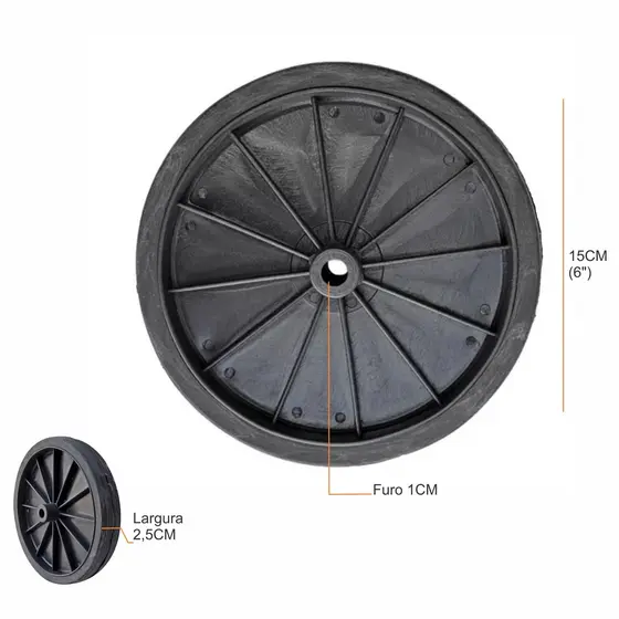 Roda Para Carrinho De Mão Compras Feira 1unid Reforçada