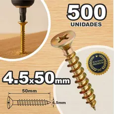 Caixa Com 500 Parafuso 4.5x50 Chipboard Philips Cabeça Chata Para Madeira Moveis MDF Palet
