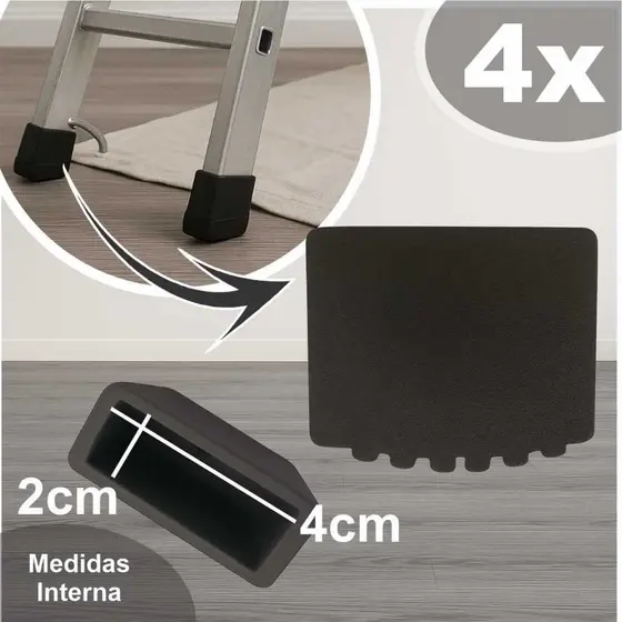 4x Sapata Ponteira De Borracha 20x40mm Para Escada Aluminio