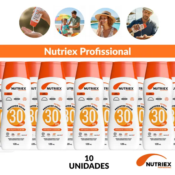 Kit 10 Protetor Solar Nutriex Fps 30 Toque Seco 120ml Proteção Solar Diária Alta Qualidade
