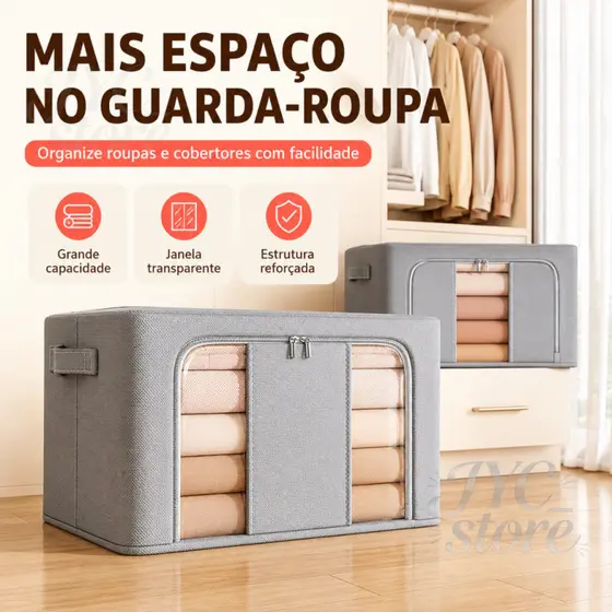 Caixa Organizadora com 2 lidar Zíper Antimofo Impermeável Guarda Roupas Brinquedos Viagem