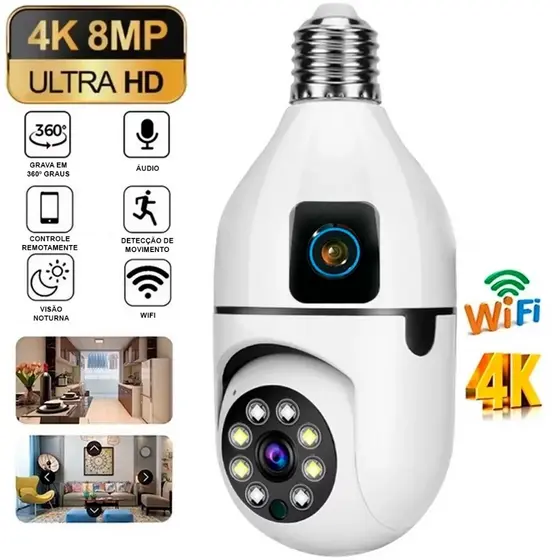 Câmera De Segurança Wifi 2 Lentes Dupla Full HD Visão Noturna Microfone Ip App